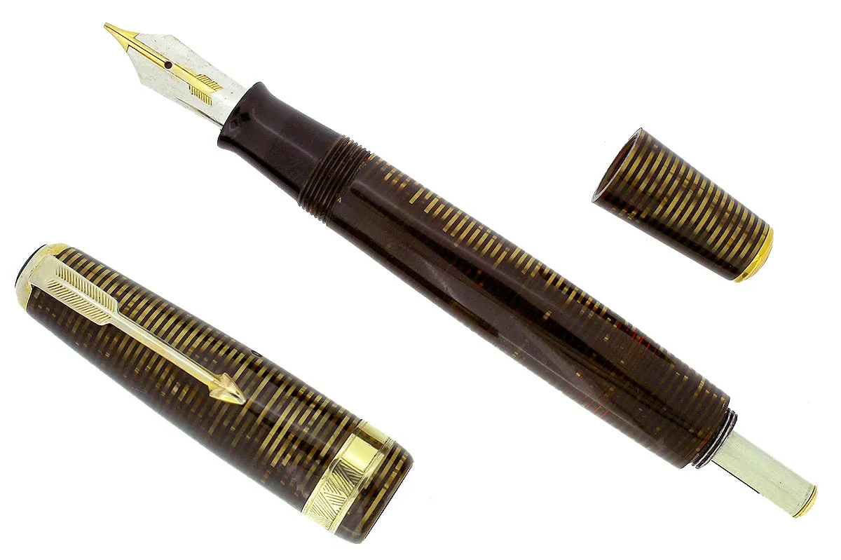 1937 PARKER GOLDEN PEARL SENIOR MAXIMA VACUMATIC SET DJ FOUNTAIN PEN RESTORED