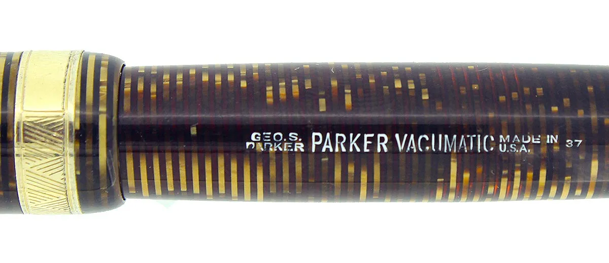 1937 PARKER GOLDEN PEARL SENIOR MAXIMA VACUMATIC SET DJ FOUNTAIN PEN RESTORED