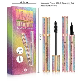 4D Fiber Lash Mascara Liquid Eyeliner Pencil Kit Black