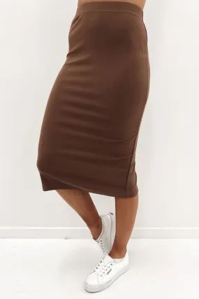 AAE Rib Midi Skirt Brown