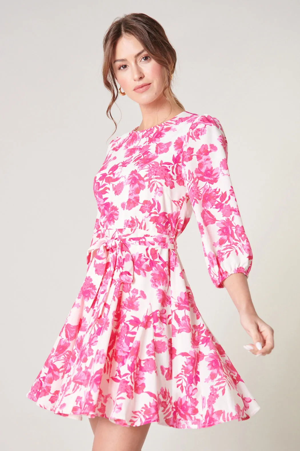 Antoinette Floral Balloon Sleeve Derby Dress