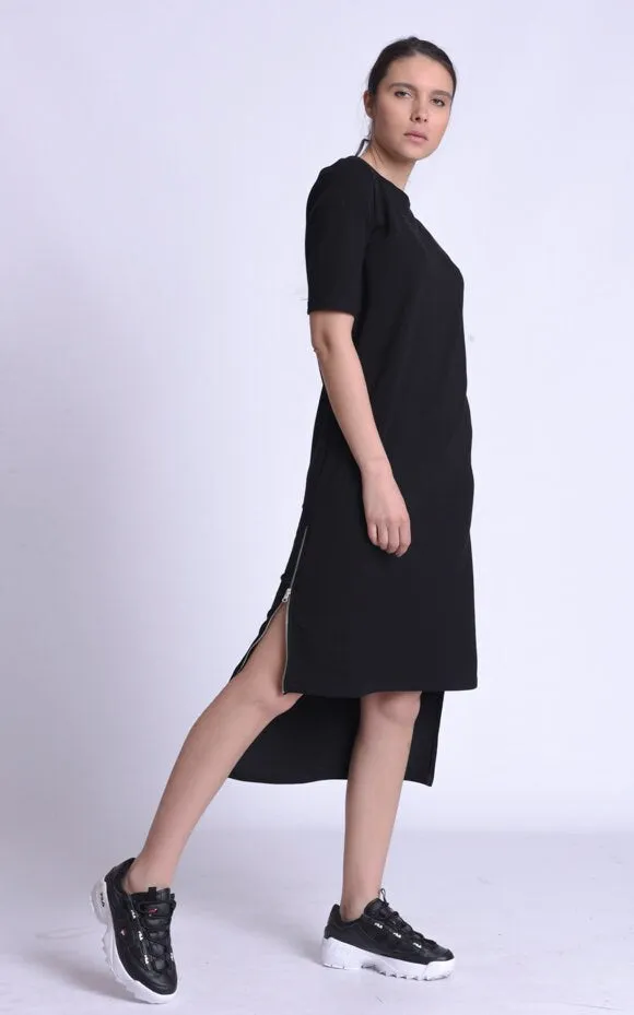 Asymmetric T-Shirt Black Dress