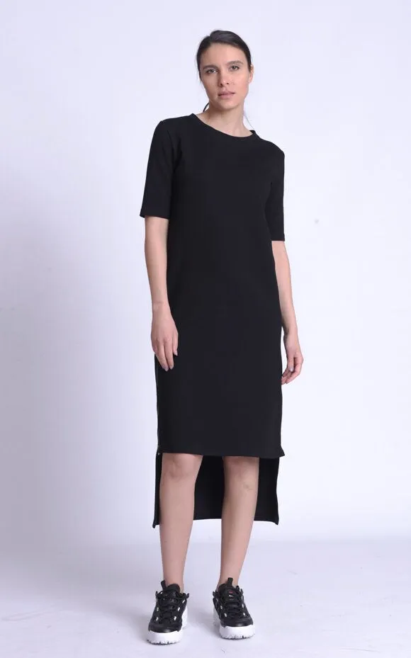 Asymmetric T-Shirt Black Dress