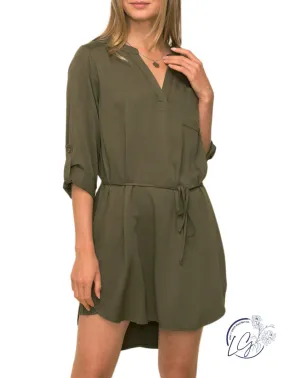 Autumn Vibes Belted T-Shirt Dress