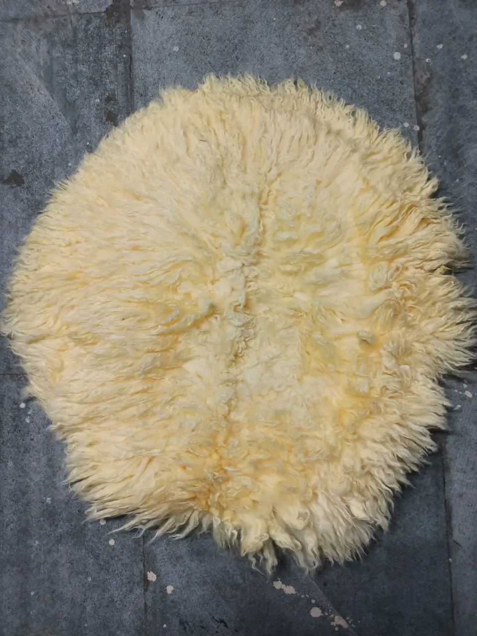 Babymoon Round Wool Flokati Fur Blanket | Photoshoot Props | Yellow