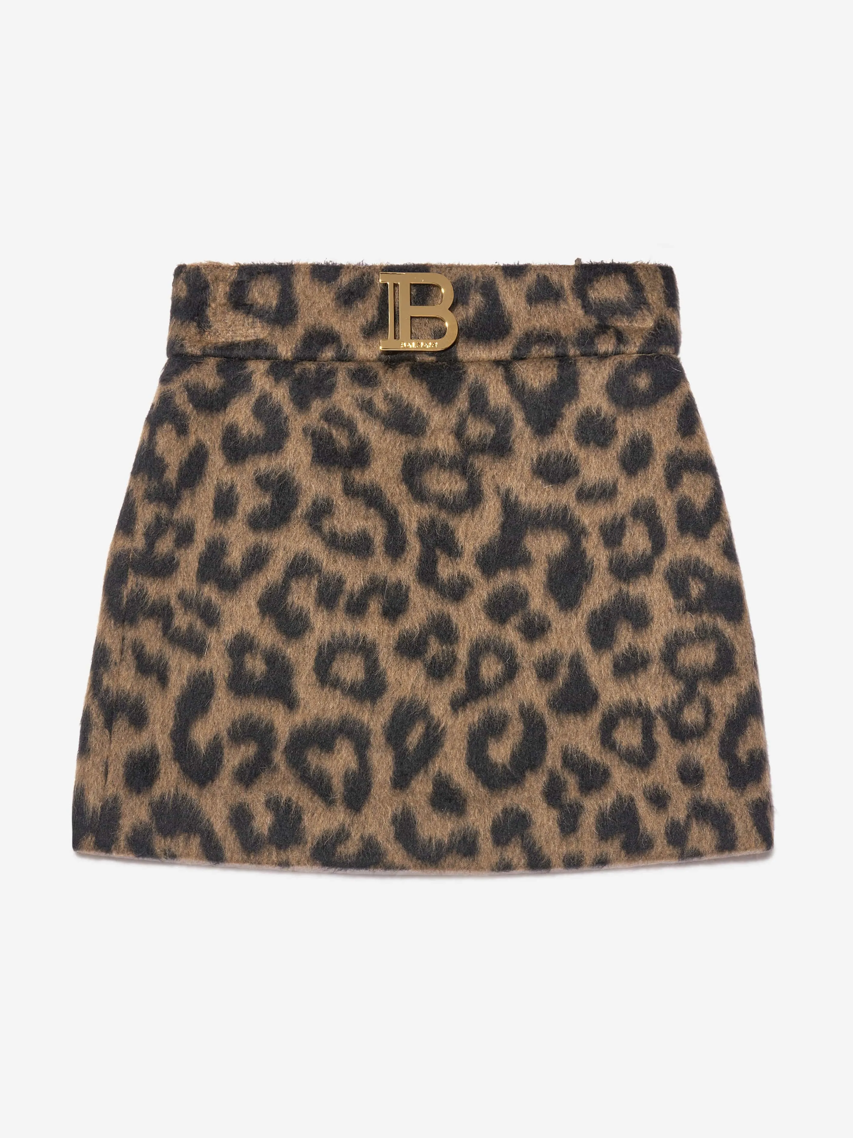 Balmain Girls Leopard Skirt in Brown