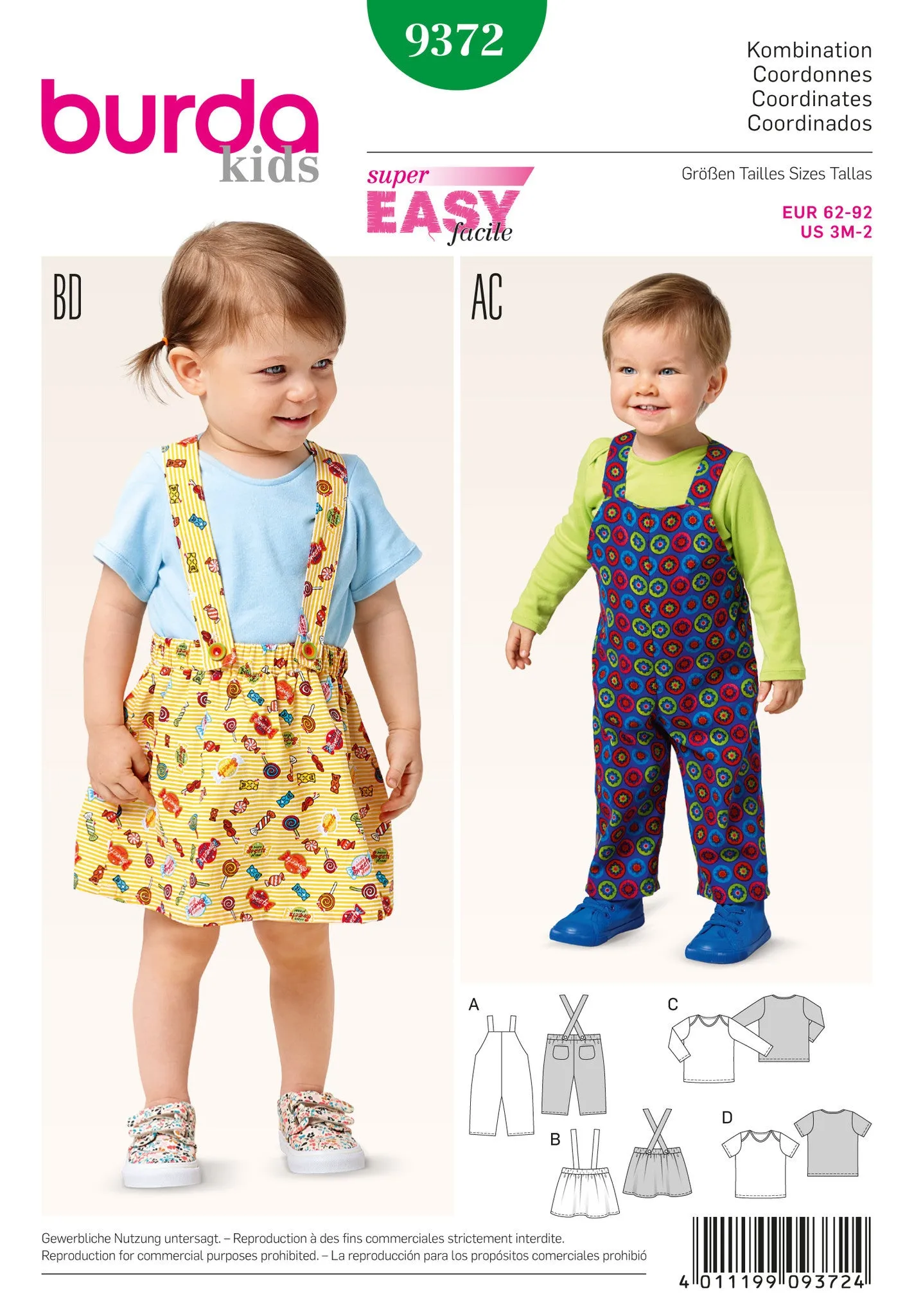 BD9372 Burda Style Pattern 9372 Babies Coordinates