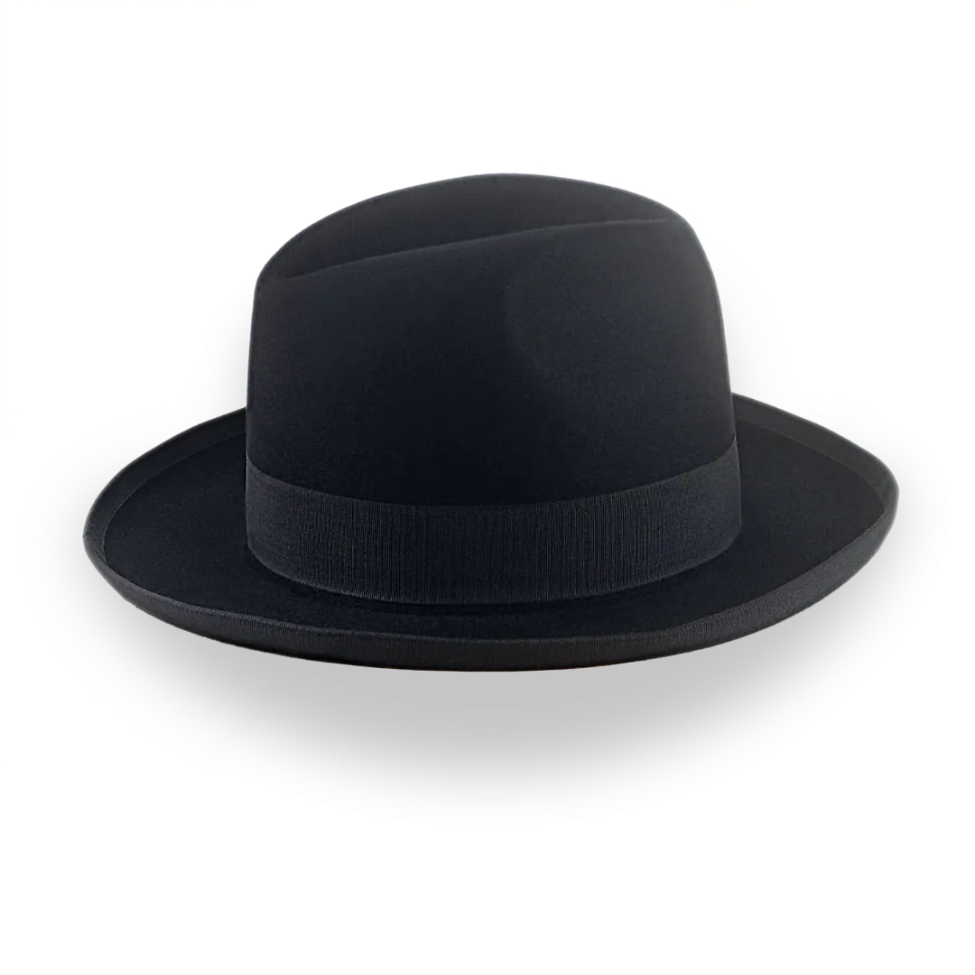 Black Homburg Fedora Hat with Classic Design | The Aerolithe