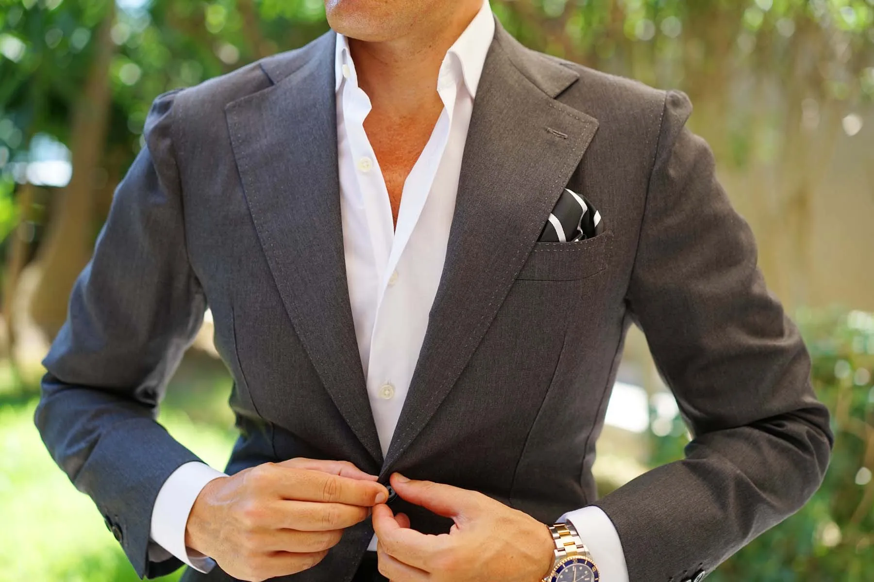 Black Pencil Stripe Pocket Square