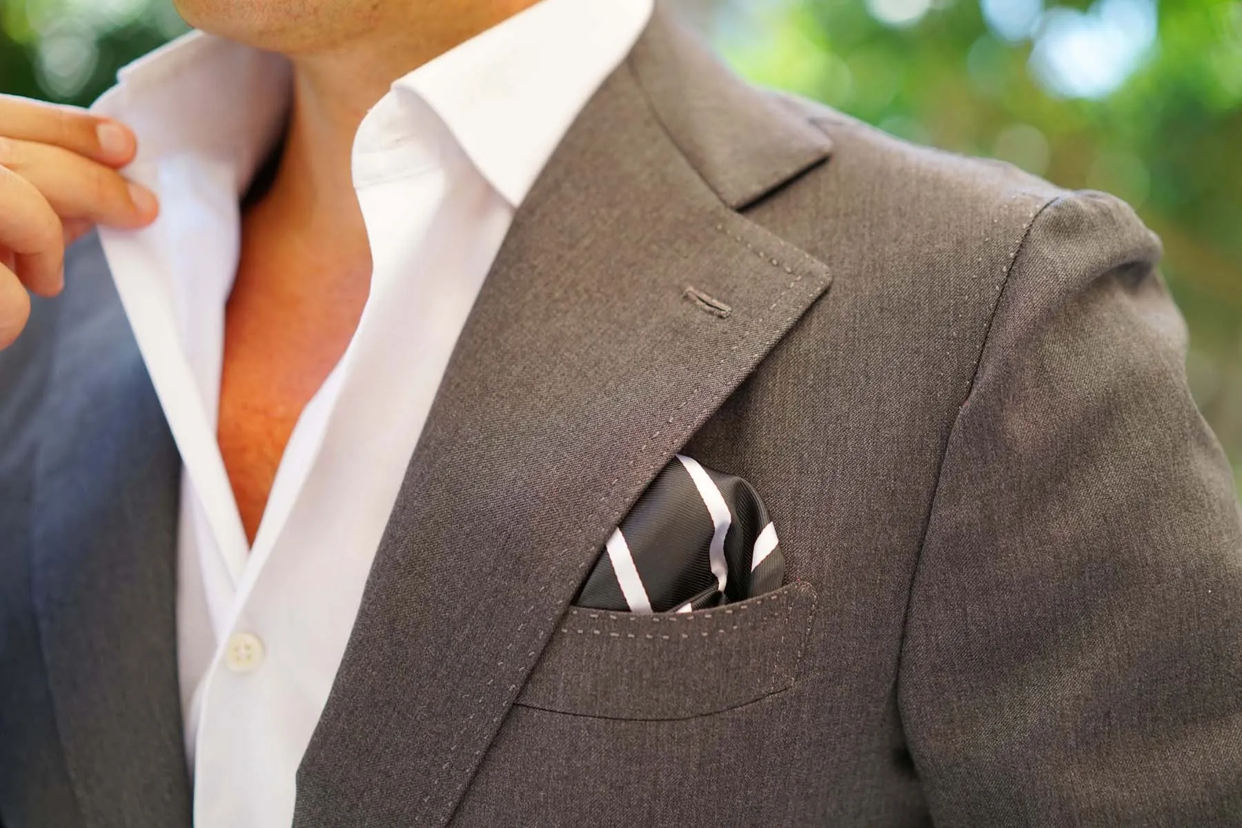 Black Pencil Stripe Pocket Square