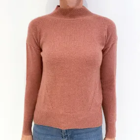 Blush Pink Cashmere Turtle Neck Jumper Small