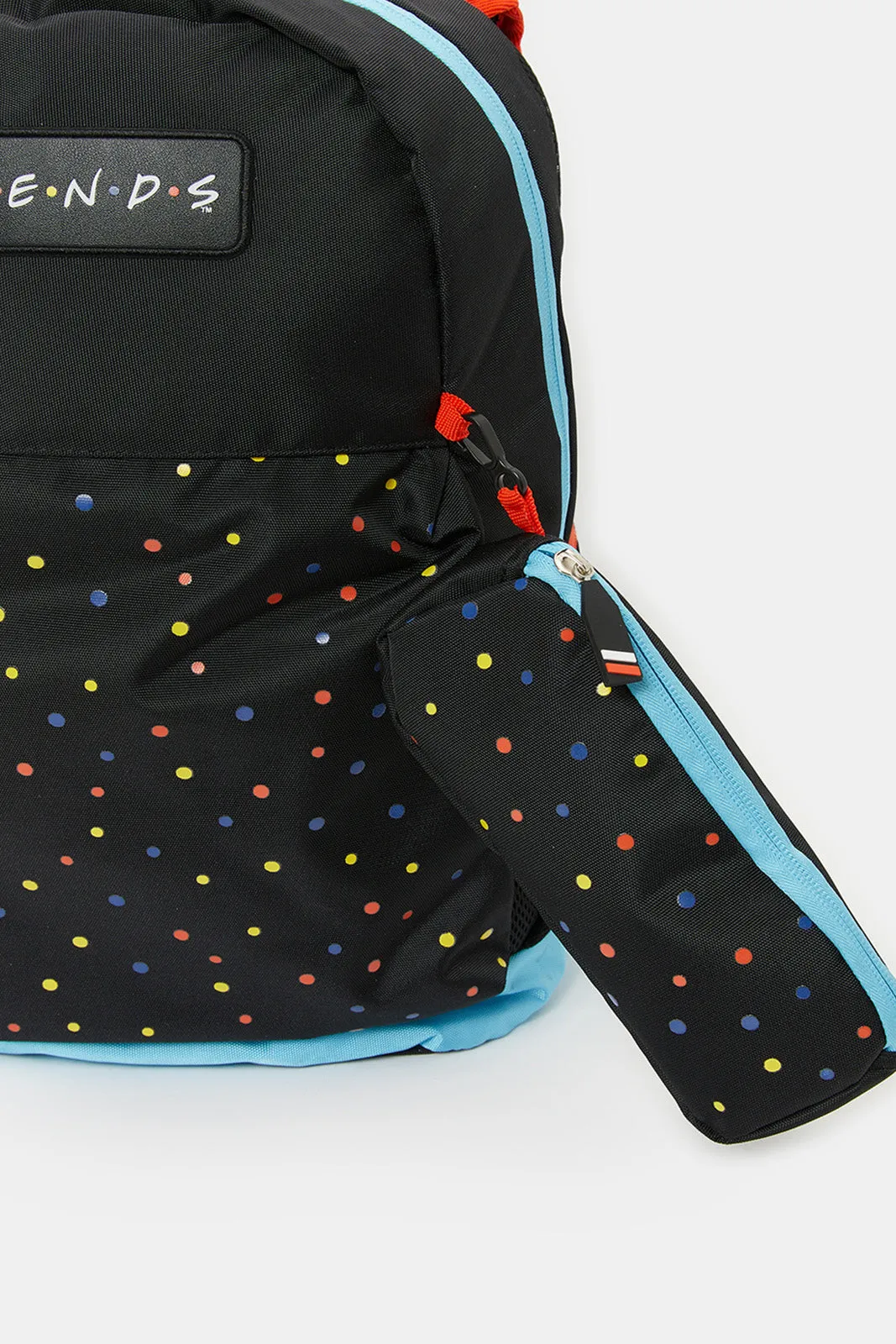 Boys Black Friends Print Backpack With a Pencil Case (18 Inch)