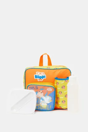 Boys Orange And Yellow Blippi Print Kinder Backpack