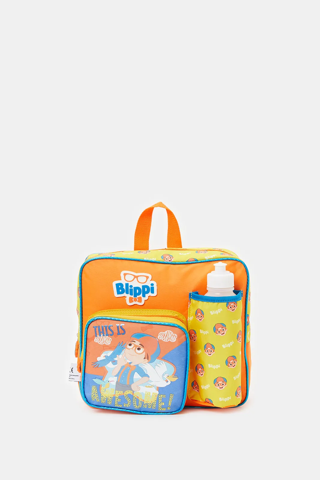 Boys Orange And Yellow Blippi Print Kinder Backpack