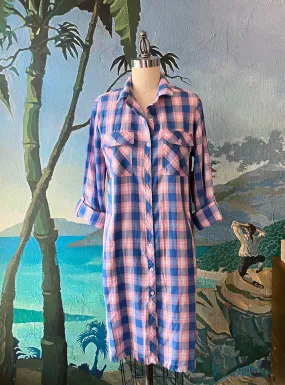 Bubblegum Plaid Shirt Dress