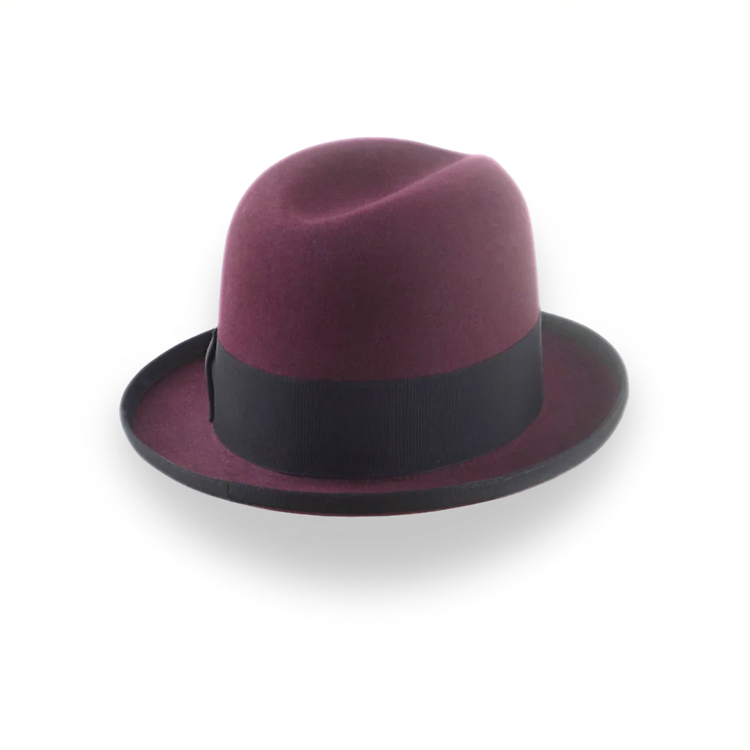 Burgundy Beaver Fur Felt Homburg Hat | The Ambassador