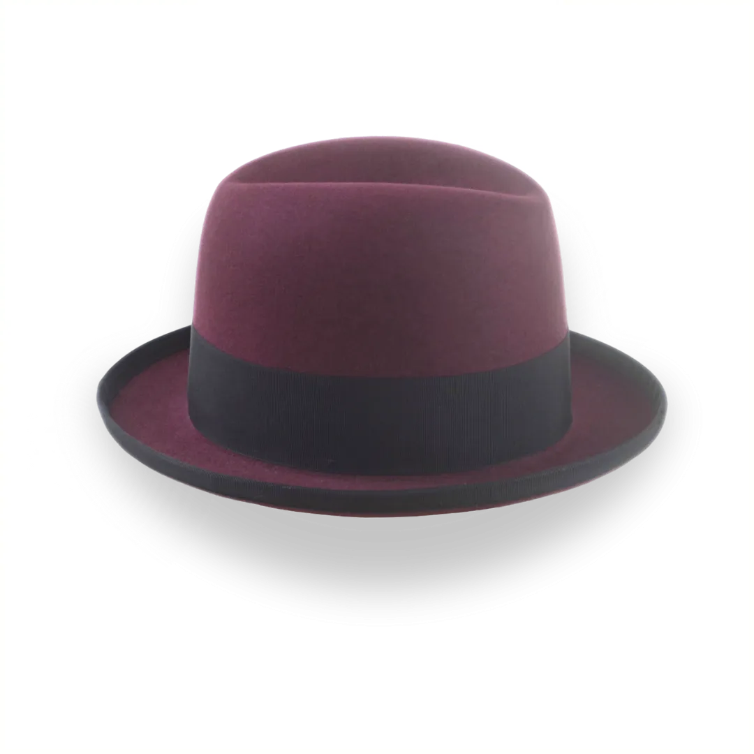 Burgundy Beaver Fur Felt Homburg Hat | The Ambassador