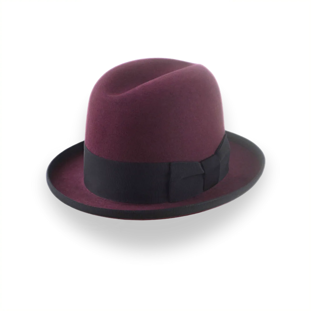 Burgundy Beaver Fur Felt Homburg Hat | The Ambassador