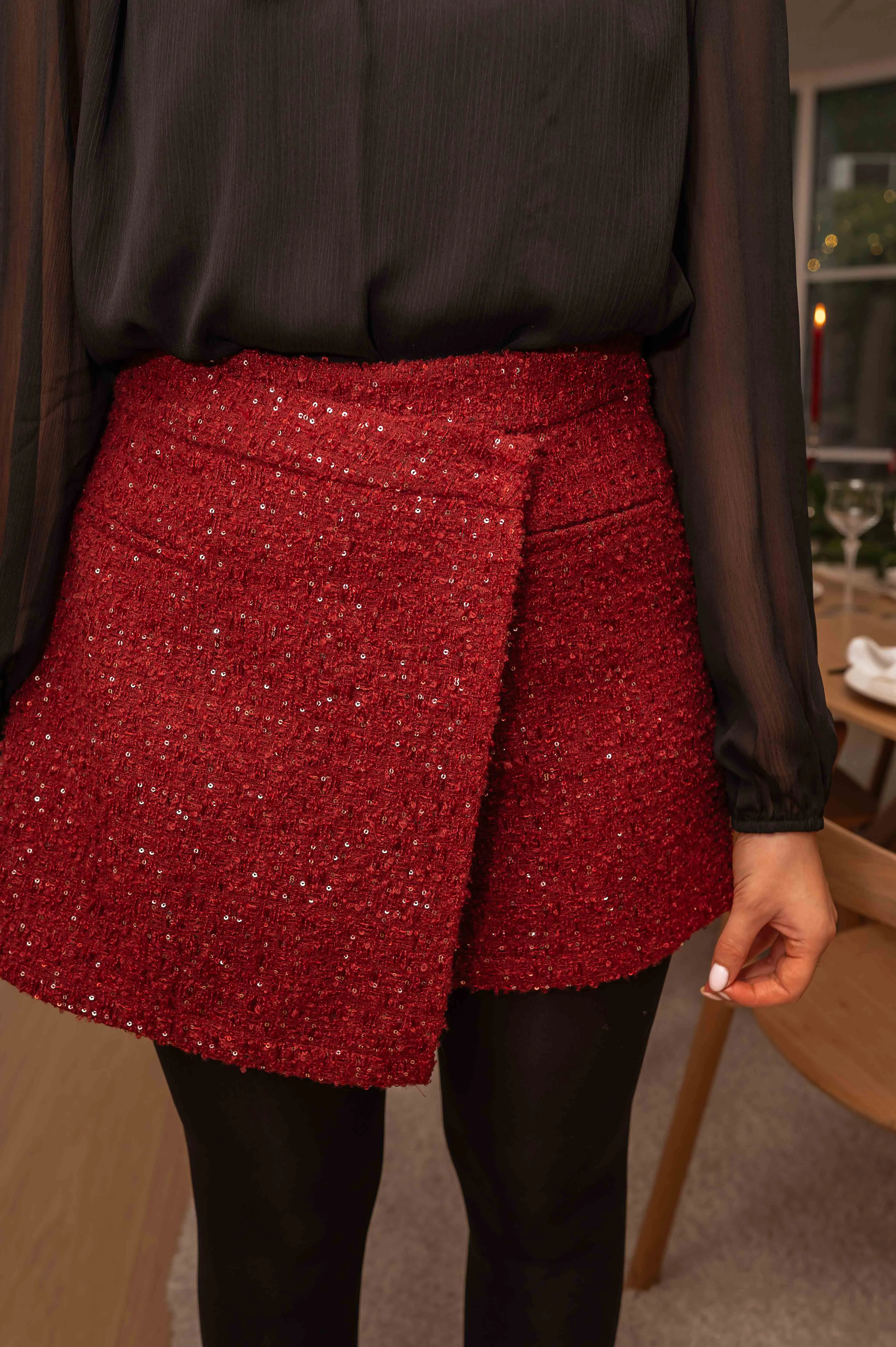 Burgundy Simon Tweed Skort