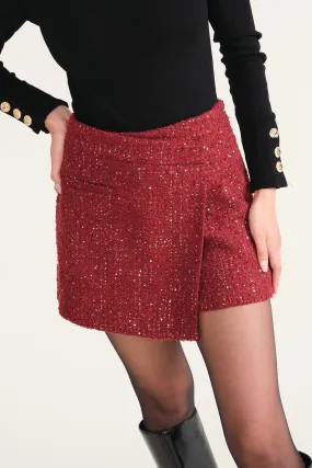 Burgundy Simon Tweed Skort