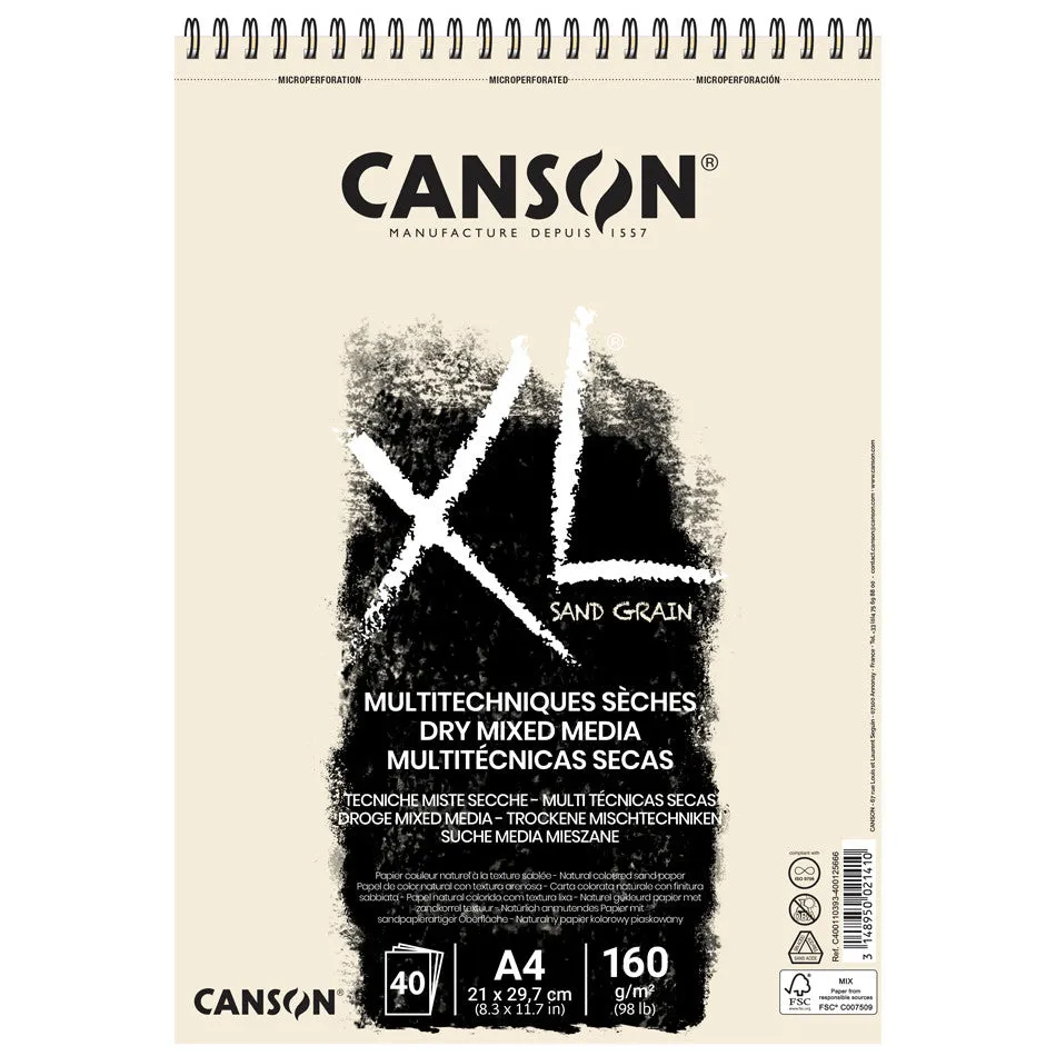 Canson XL Sand Grain Natural Spiral Pad A4