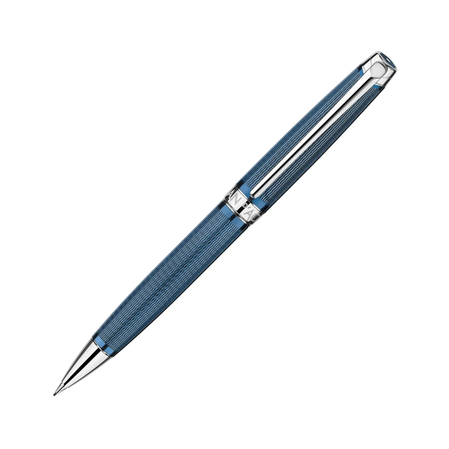 Caran d'Ache Léman Mechanical Pencil in Grand Bleu Silver Plated and Rhodium Coated - 0.7mm