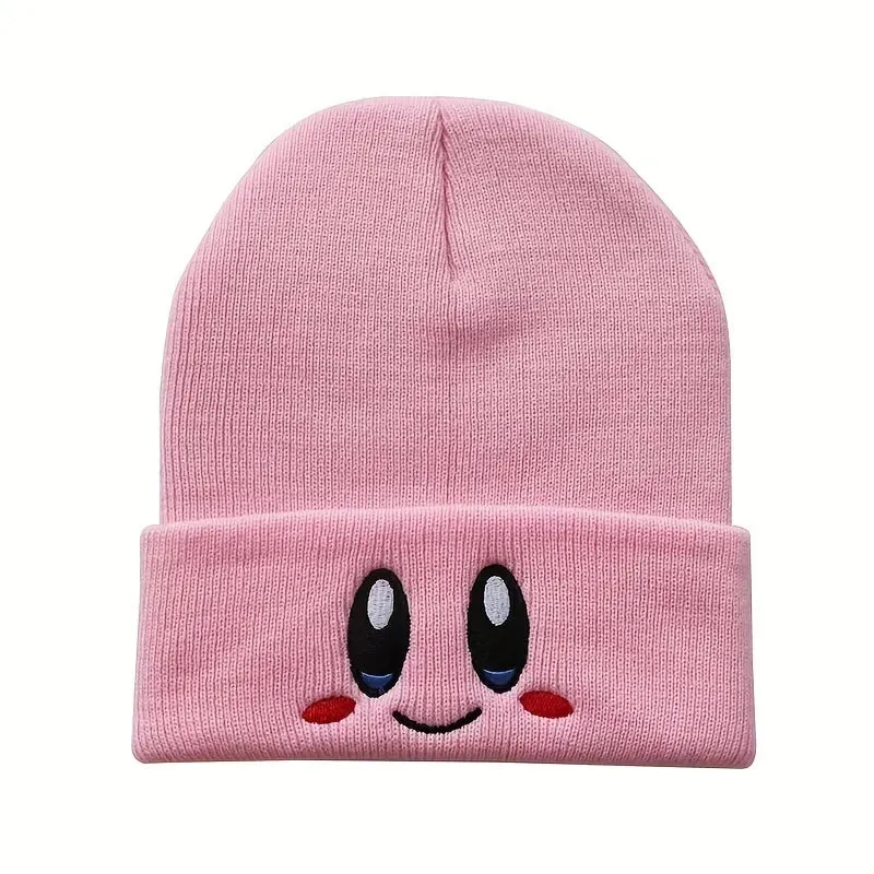 Casual Beanies Skullies KIRBYS Lovely Face Embroidery Knitted Hat