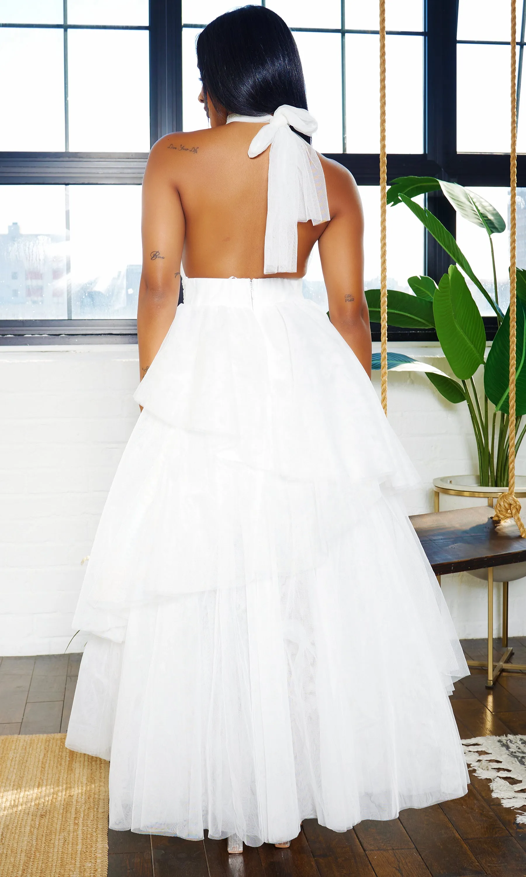 Celestial | Tiered Halter Dress White