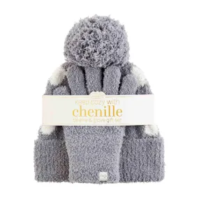 Chenille Beanie and Glove Set-Grey