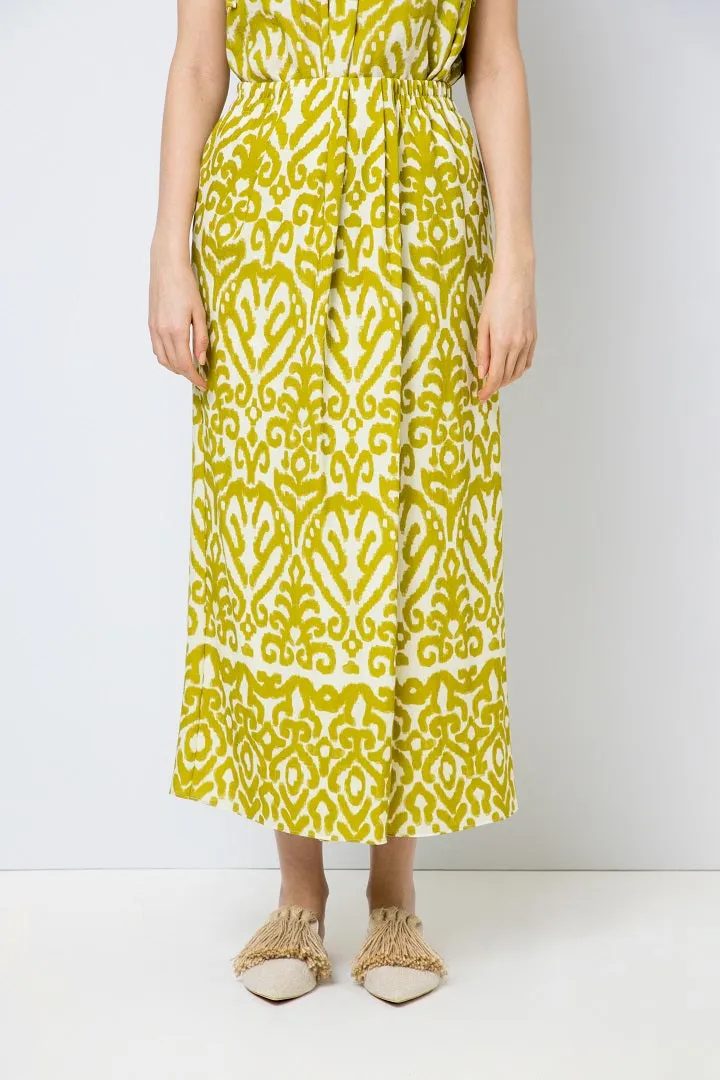 Choice Patterned Skirt With Overlap  Lime