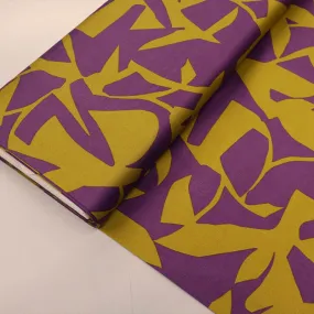 Cotton Sateen - Purple and Mustard - Broken Palms