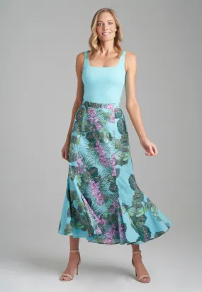 Crawford Cotton Skirt in Green Island & Paradise