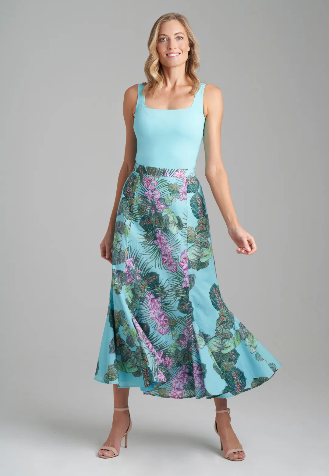 Crawford Cotton Skirt in Green Island & Paradise