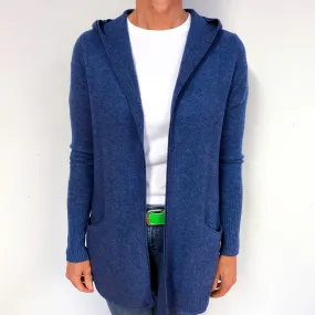 Dark Denim Blue Cashmere Hooded Edge to Edge Cardigan Medium