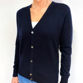 Dark Navy Blue Cashmere Cardigan Medium