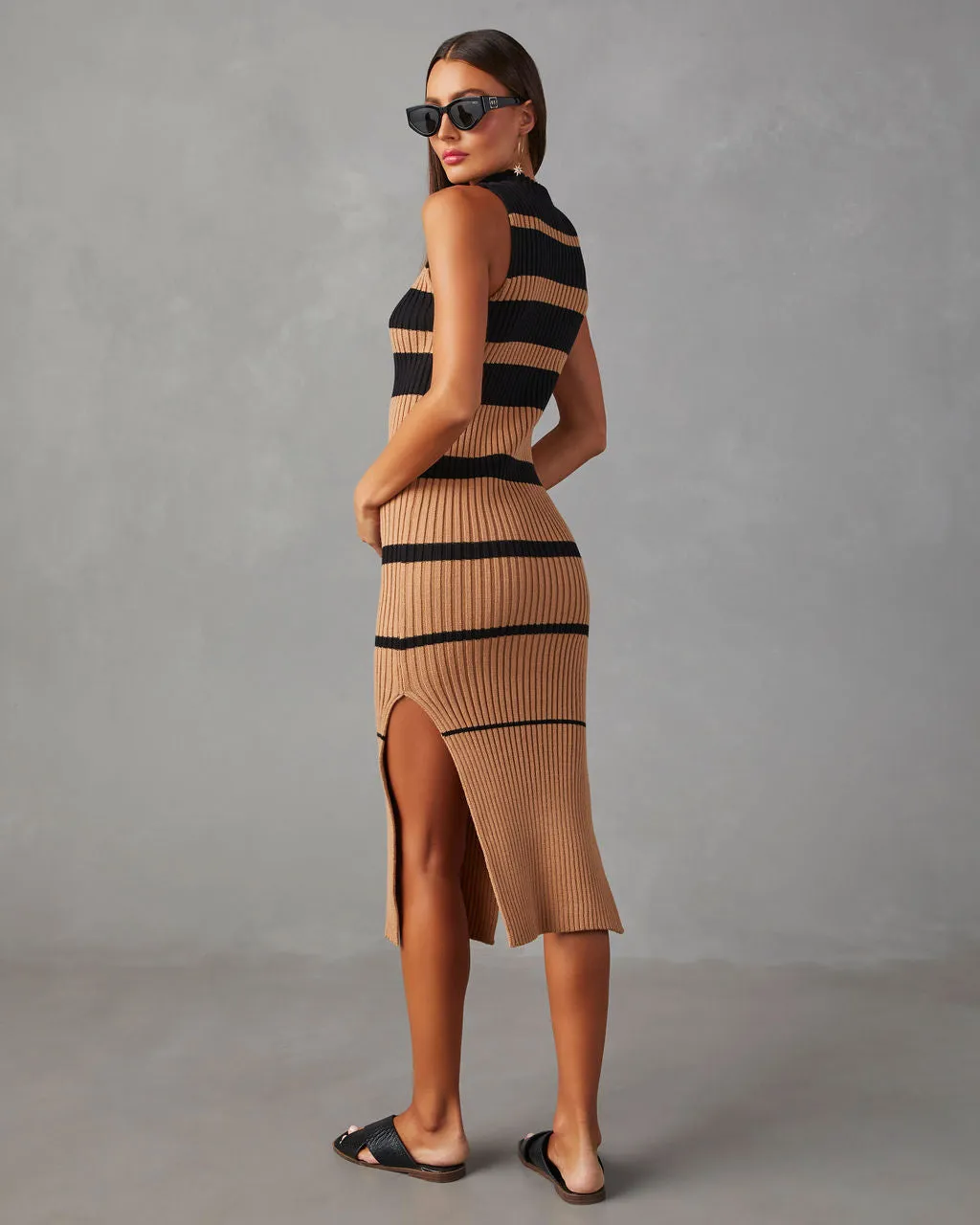 Deidra Sleeveless Striped Sweater Midi Dress