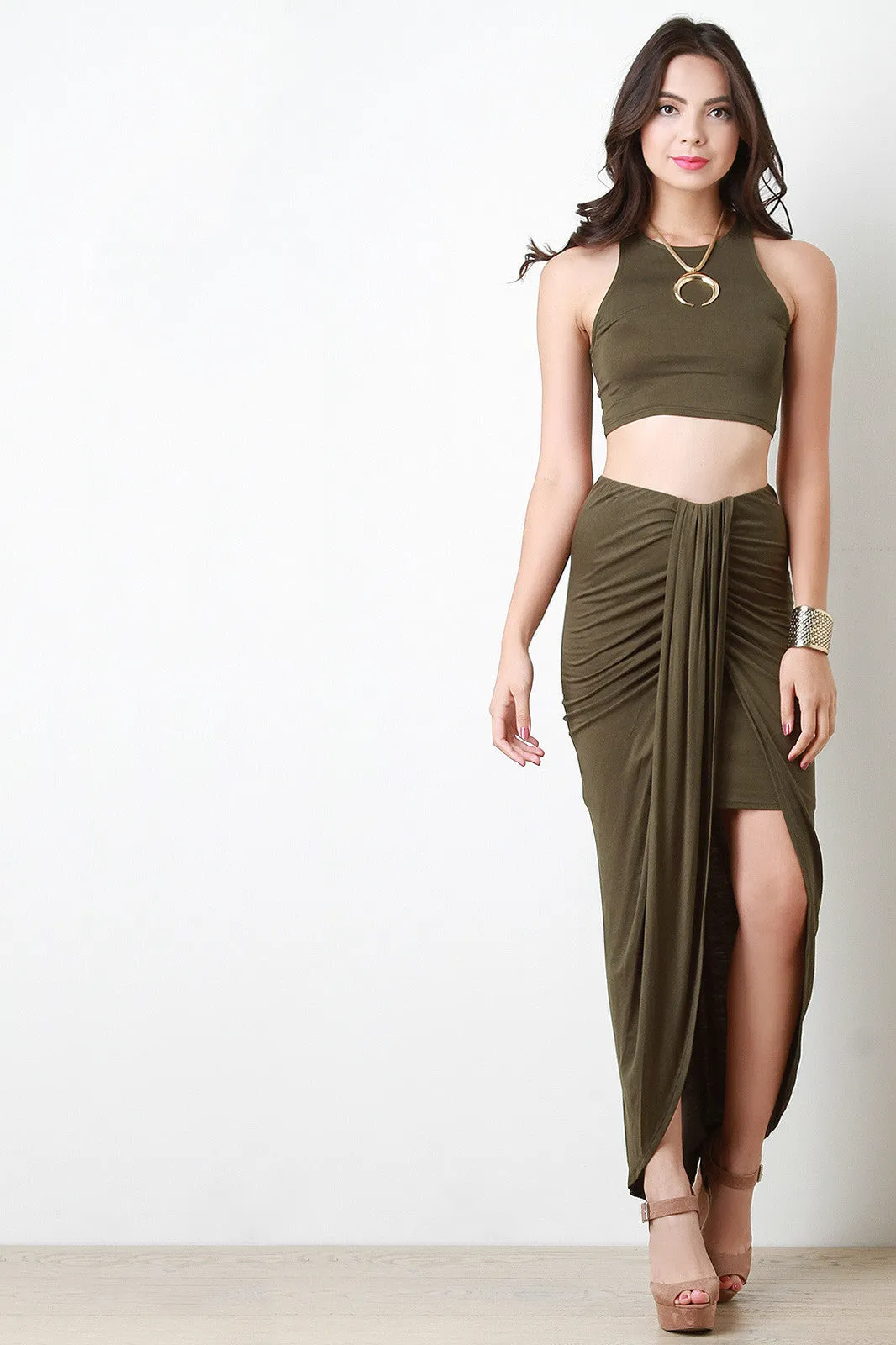 Draped Tulip Maxi Skirt