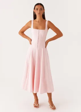 Ebony Midi Dress - Pastel Pink