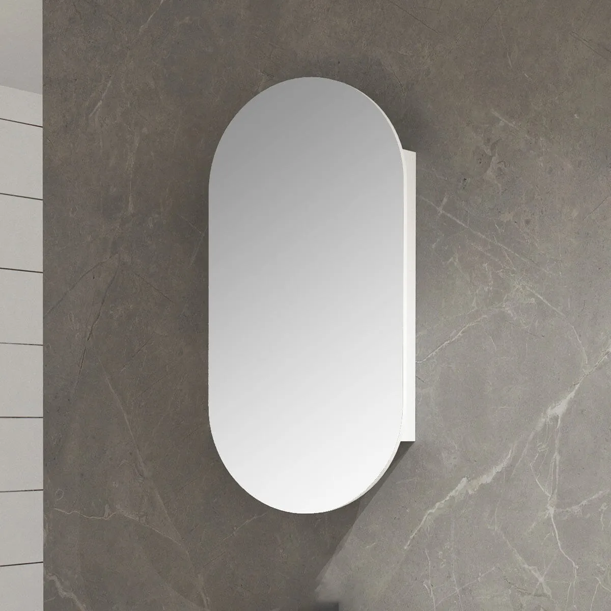 Ella 600mm Oval Mirrored Shaving Cabinet