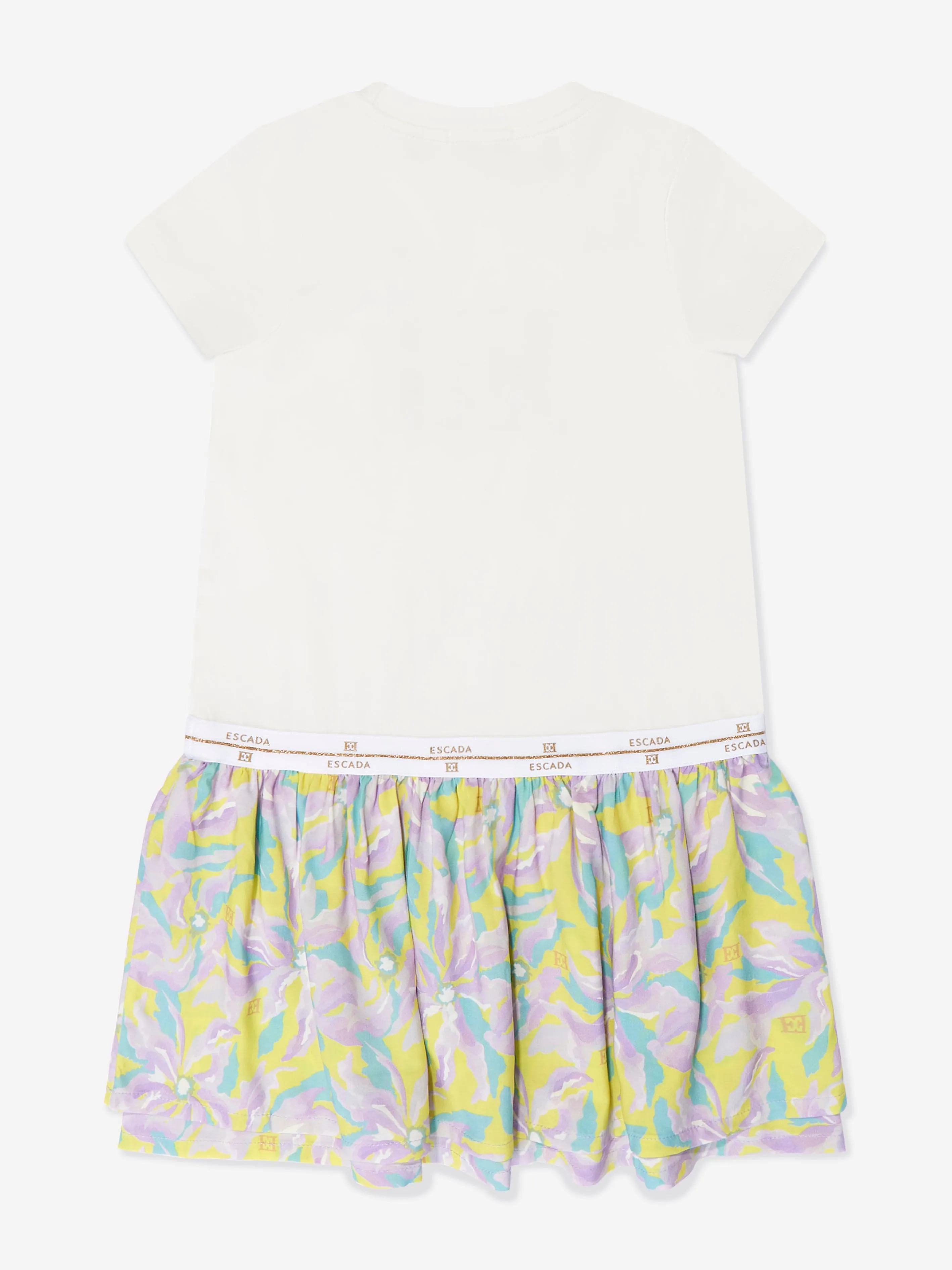 Escada Girls Floral T-Shirt Dress in White