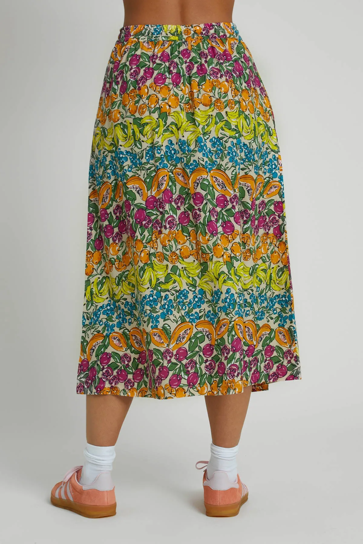 ETAERIO FRUIT PRINTED ECOVERO VISCOSE MIDI SKIRT