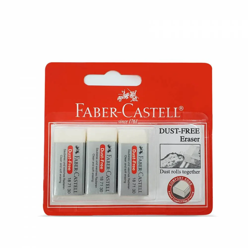 FABER-CASTELL Dust Free Eraser w Sleeve (3pc Blister)-187188