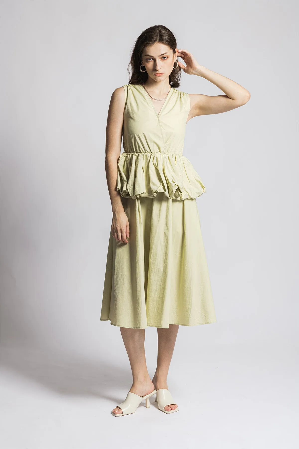 Feavette Sleeveless Peplum Maxi Dress