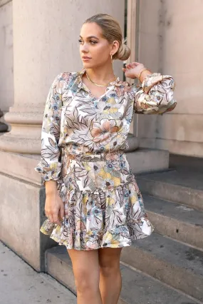 Floral Fling Cream Mini Dress - Final Sale