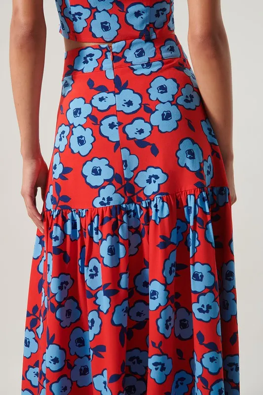 Floral Flouncy Midi Skirt