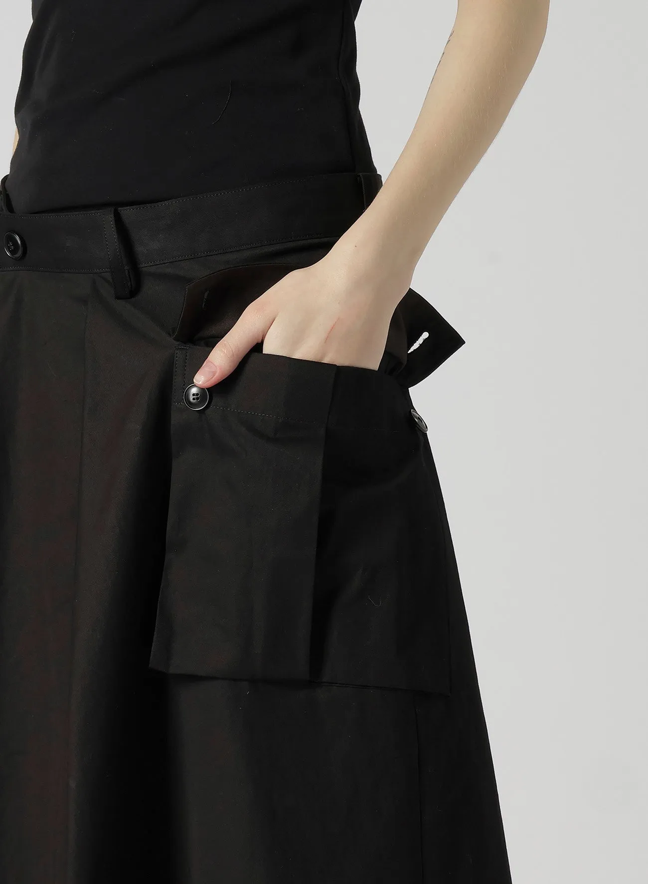 GABARDINE R-WIDE TUCK CARGO SKIRT