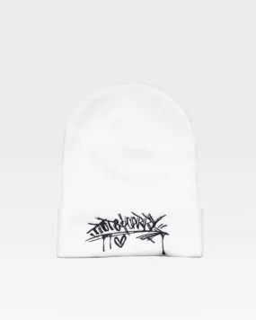 Graffiti Print Beanie in White