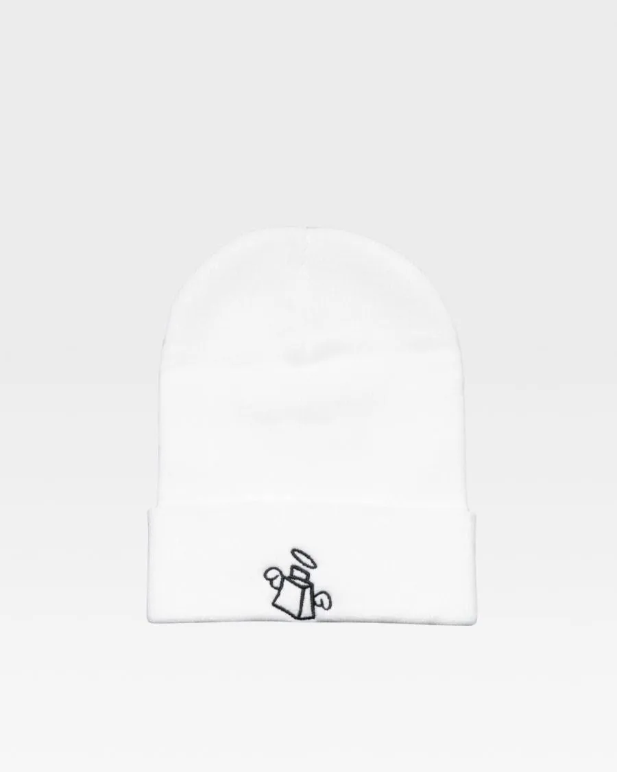 Graffiti Print Beanie in White