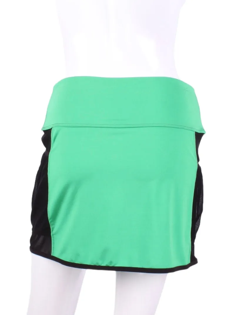 Green Straight Skirt with Black Mesh