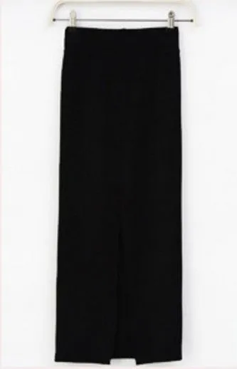 High Waist Hip Flattering Splitted Knitted Skirt Slim Look Pencil Mid Length Women Skirt